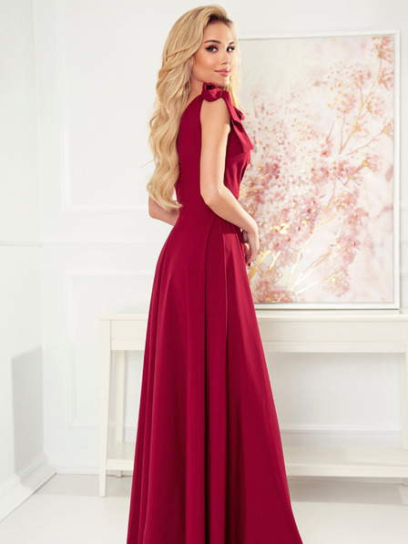 numoco Langes Kleid mit Dekolleté und Schulterbändern - burgunderrot Numoco ELENA