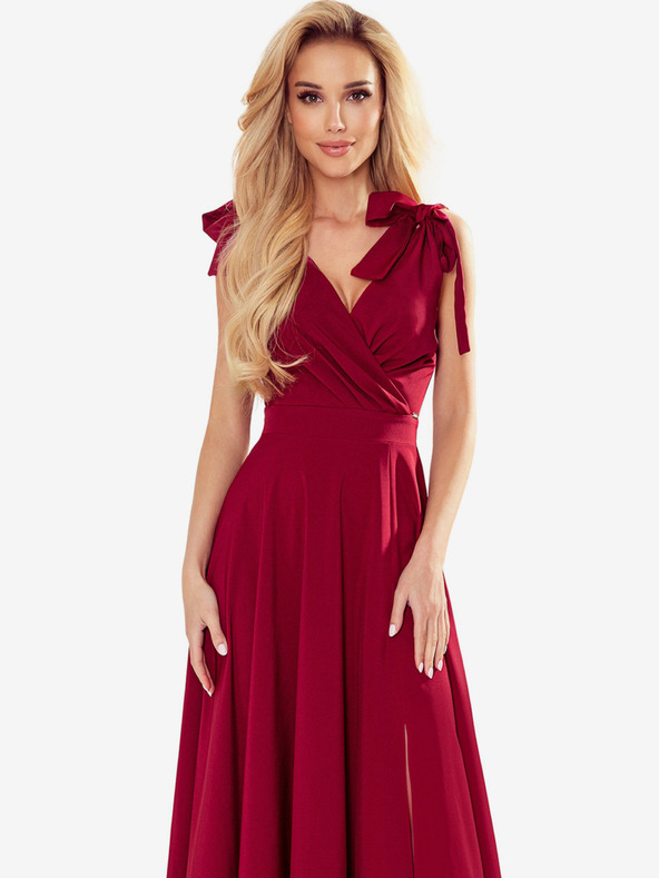 numoco Langes Kleid mit Dekolleté und Schulterbändern - burgunderrot Numoco ELENA