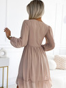numoco Chiffon-Midikleid mit langen Ärmeln und Ausschnitt - beige Numoco MILA