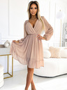 numoco Chiffon-Midikleid mit langen Ärmeln und Ausschnitt - beige Numoco MILA
