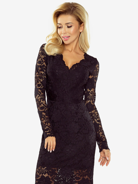 numoco Kleid mit Spitzenausschnitt - Schwarz Numoco