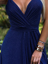 numoco Elegantes langes Glitzerkleid mit Ausschnitt und Beinschlitz - dunkelblau mit Glitzer Numoco JULIET