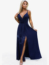 numoco Elegantes langes Glitzerkleid mit Ausschnitt und Beinschlitz - dunkelblau mit Glitzer Numoco JULIET