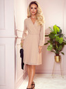 numoco Plissee-Kleid mit Ausschnitt und langen Ärmeln - Beige Numoco ISABELLE