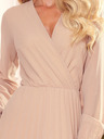 numoco Plissee-Kleid mit Ausschnitt und langen Ärmeln - Beige Numoco ISABELLE