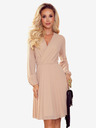 numoco Plissee-Kleid mit Ausschnitt und langen Ärmeln - Beige Numoco ISABELLE