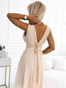 numoco Elegantes Tüllkleid mit Dekolletee und Schleife - beige Numoco CELESTINA