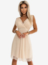numoco Elegantes Tüllkleid mit Dekolletee und Schleife - beige Numoco CELESTINA