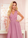 numoco Langes Kleid mit Ausschnitt und Schleife - puderrosa mit Glitzer Numoco JUSTINE
