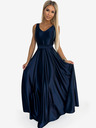 numoco Langes Midikleid aus Satin mit Ausschnitt und Schleife - dunkelblau Numoco CINDY