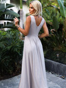 numoco Langes Kleid mit Ausschnitt und Beinschlitz - beige mit Glitzer Numoco LOUISE