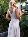 numoco Langes Kleid mit Ausschnitt und Beinschlitz - beige mit Glitzer Numoco LOUISE