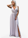 numoco Langes Kleid mit Ausschnitt und Beinschlitz - beige mit Glitzer Numoco LOUISE