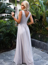 numoco Langes Kleid mit Ausschnitt und Beinschlitz - beige mit Glitzer Numoco LOUISE