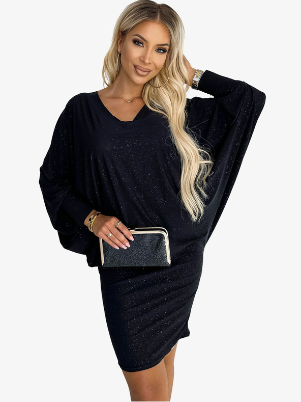 numoco Batwing-Kleid - schwarz mit Glitzer Numoco
