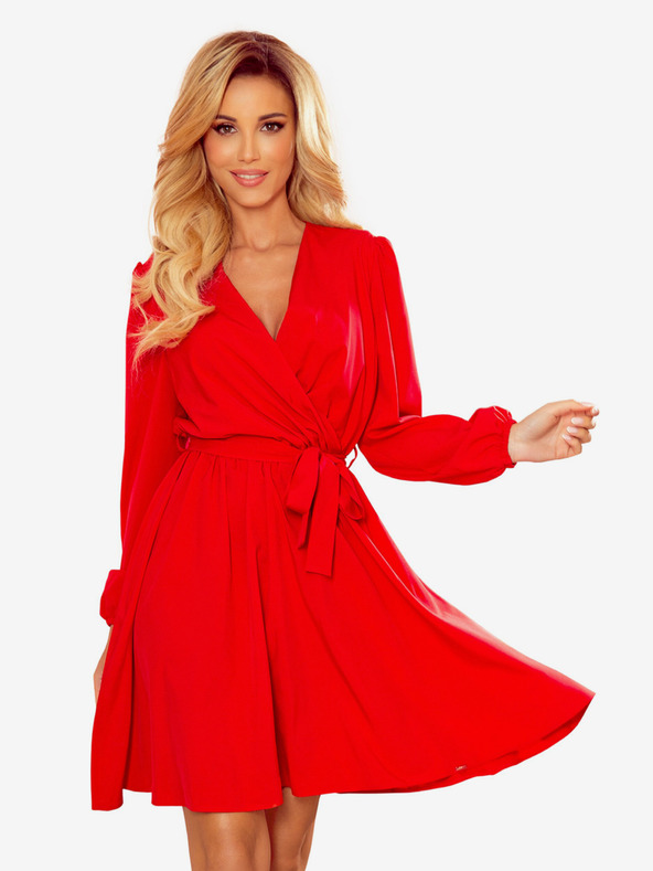 numoco Damen Kleid mit Halsausschnitt - Rot Numoco BINDY