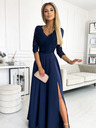 numoco Elegantes langes Spitzenkleid mit Dekolleté - Dunkelblau Numoco AMBER