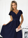 numoco Kleid mit Sweetheart-Ausschnitt und kurzen Ärmeln - dunkelblau Numoco MATILDE