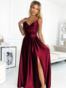 numoco Elegantes trägerloses Maxikleid aus Satin - burgunderrot Numoco CHIARA