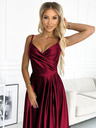 numoco Elegantes trägerloses Maxikleid aus Satin - burgunderrot Numoco CHIARA