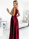numoco Elegantes trägerloses Maxikleid aus Satin - burgunderrot Numoco CHIARA