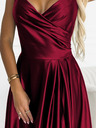 numoco Elegantes trägerloses Maxikleid aus Satin - burgunderrot Numoco CHIARA
