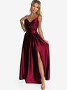 numoco Elegantes trägerloses Maxikleid aus Satin - burgunderrot Numoco CHIARA