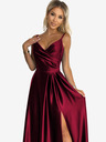 numoco Elegantes trägerloses Maxikleid aus Satin - burgunderrot Numoco CHIARA