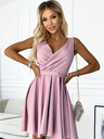 numoco Kleid mit längerem Rücken, Ausschnitt und Gürtel - schmutziges Pink Numoco MAYA