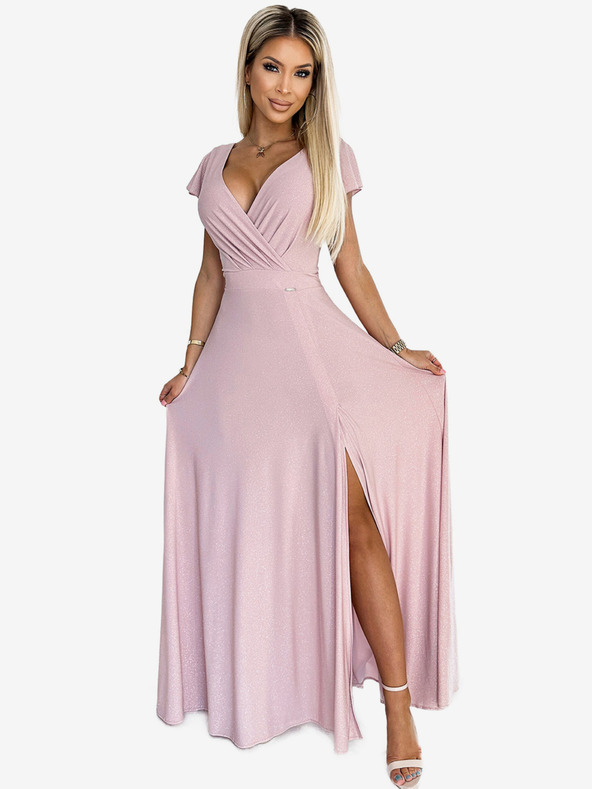 numoco Glitzerndes langes Kleid mit herzförmigem Ausschnitt - dirty pink Numoco CRYSTAL