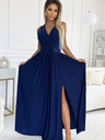 numoco Langes Kleid mit Rückenausschnitt und Bindeband - dunkelblau mit Glitzer Numoco JUSTINE