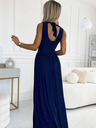 numoco Langes Kleid mit Rückenausschnitt und Bindeband - dunkelblau mit Glitzer Numoco JUSTINE