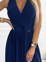 numoco Langes Kleid mit Rückenausschnitt und Bindeband - dunkelblau mit Glitzer Numoco JUSTINE