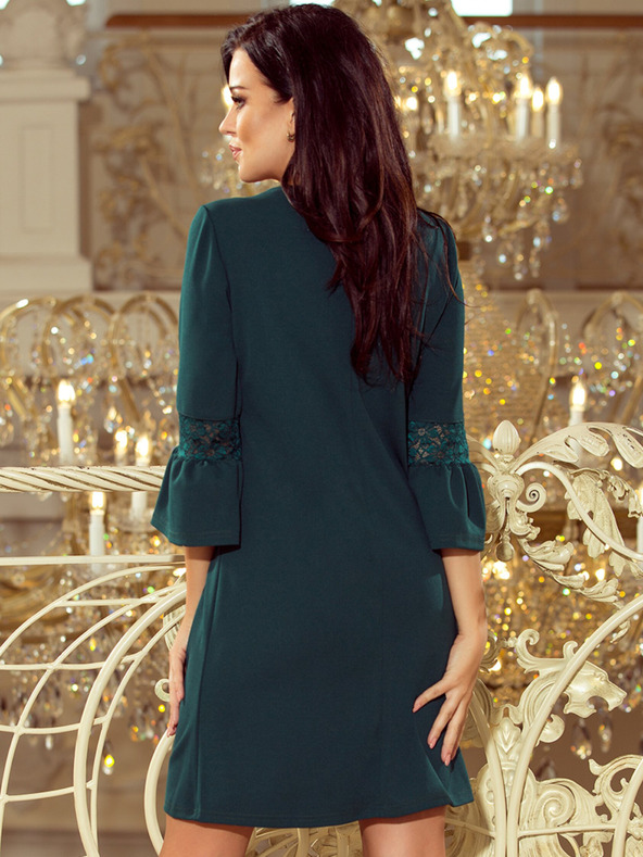 numoco Kleid mit Spitzenärmeln - dunkelgrün Numoco MARGARET