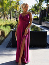 numoco Elegantes langes Maxikleid mit Trägern - fuchsia mit Glitzer Numoco CHIARA