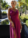 numoco Elegantes langes Maxikleid mit Trägern - fuchsia mit Glitzer Numoco CHIARA