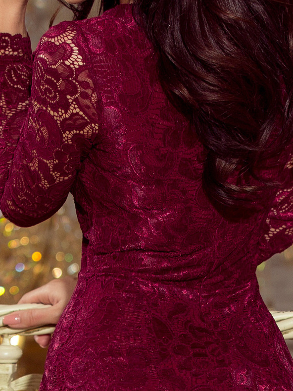 numoco Spitzenkleid mit Ausschnitt - burgunderfarben Numoco