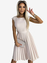 numoco Kurzärmeliges Faltenkleid mit Gürtel - beige Numoco LILA