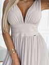 numoco Langes Brokatkleid mit Halsausschnitt und Taillensteppung - beige Numoco SUSAN