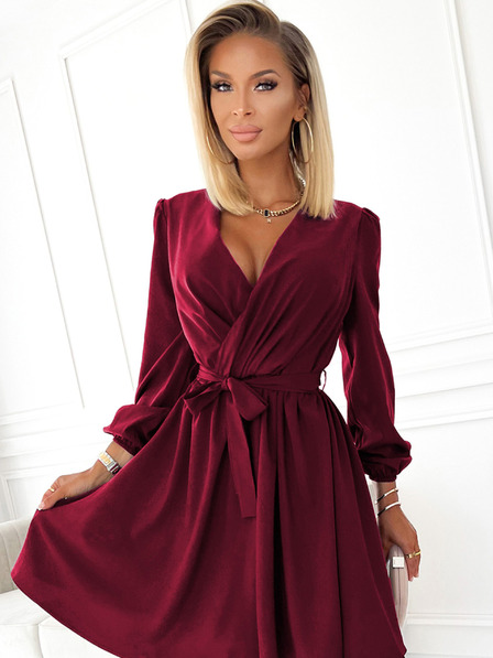 numoco Damen Kleid mit Ausschnitt - burgunderrot Numoco BINDY