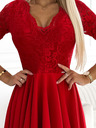 numoco Kleid mit Spitzenausschnitt und längerem Rücken - rot Numoco NICOLLE