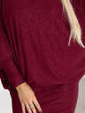 numoco Fledermauskleid mit Ausschnitt - burgunderrot mit Glitzer Numoco