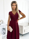 numoco Chiffonkleid mit Spitzenausschnitt - burgunderfarben Numoco LINDA