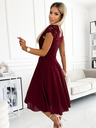 numoco Chiffonkleid mit Spitzenausschnitt - burgunderfarben Numoco LINDA