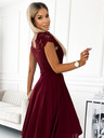 numoco Chiffonkleid mit Spitzenausschnitt - burgunderfarben Numoco LINDA