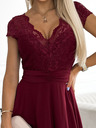 numoco Chiffonkleid mit Spitzenausschnitt - burgunderfarben Numoco LINDA