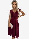 numoco Chiffonkleid mit Spitzenausschnitt - burgunderfarben Numoco LINDA