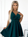 numoco Kleid mit längerem Rücken, Ausschnitt und Gürtel - grün Numoco MAYA