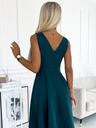 numoco Kleid mit längerem Rücken, Ausschnitt und Gürtel - grün Numoco MAYA