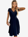 numoco Chiffonkleid mit Spitzenausschnitt - Dunkelblau Numoco LINDA